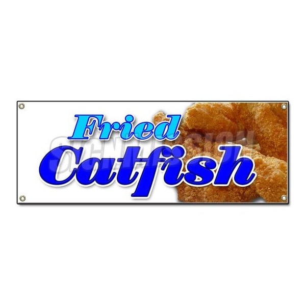 Signmission FRIED CATFISH BANNER SIGN fresh lunch dinner local platter sandwich french fries B-Fried Catfish - main